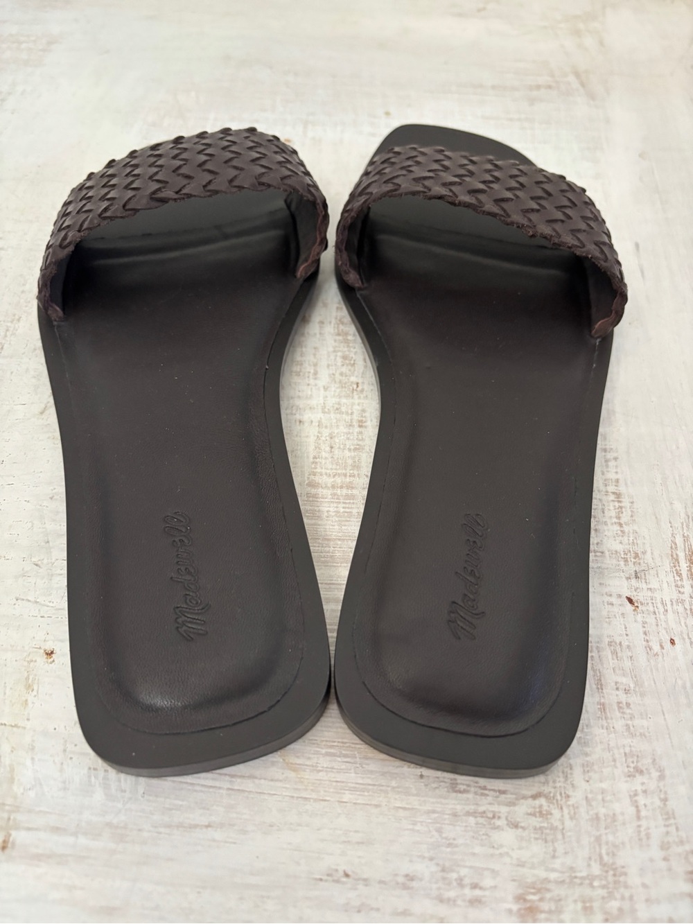 Madewell Cora Slide Sandal Woven Leather Dark Brown Size 8.5 - Picture 6 of 10